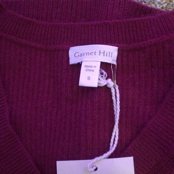 Garnet Hill | Gray & Sangria Cashmere Sweater - Picture 6 of 8